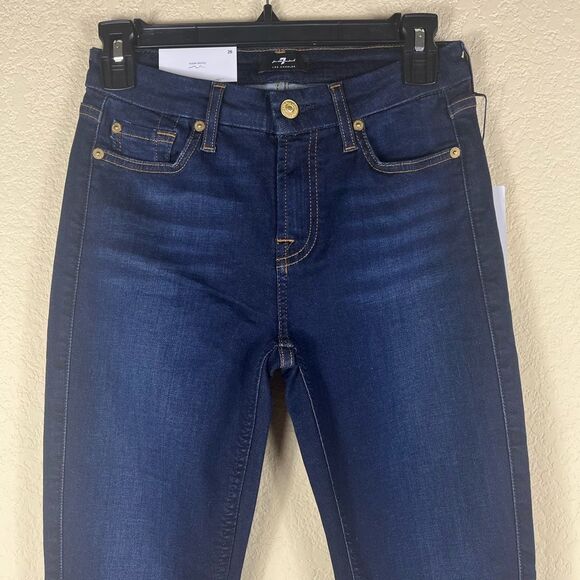 7 for all mankind Slim Illusion Luxe the Ankle Skinny Dark blue mid-rise size 26 - Picture 3 of 13